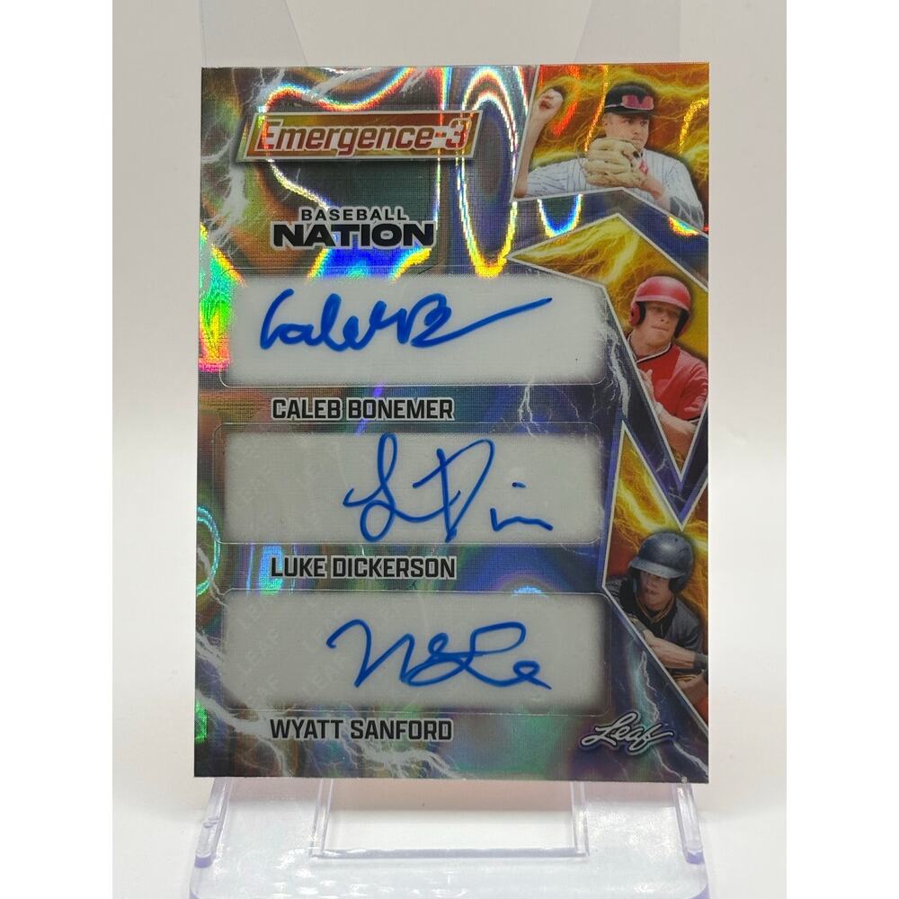 2025 Leaf Baseball Nation Caleb Bonemer Luke Dickerson Wyatt Sanford Auto 4/15
